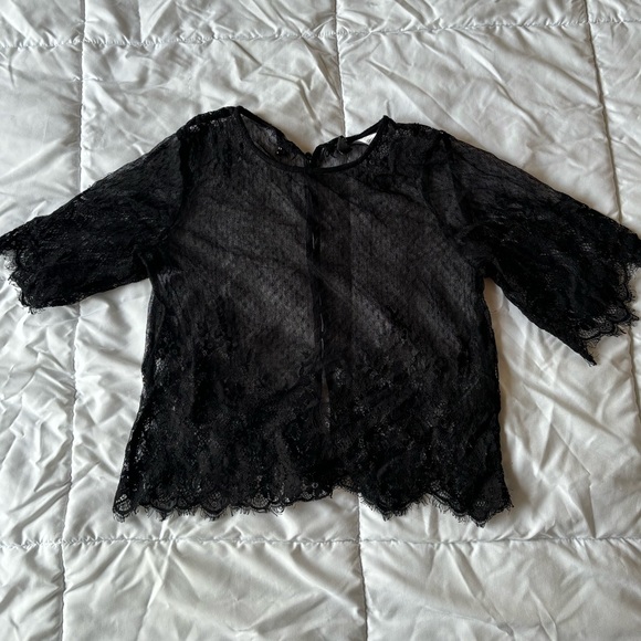 H&M - Black Lace & Mesh Top - Small - Picture 1 of 3